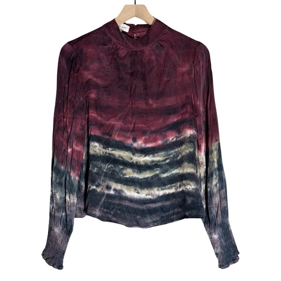 Cloth & Stone Tie Dye Mock Neck Smocked Cuff Top Size Small - Size S - Picture 1 of 7